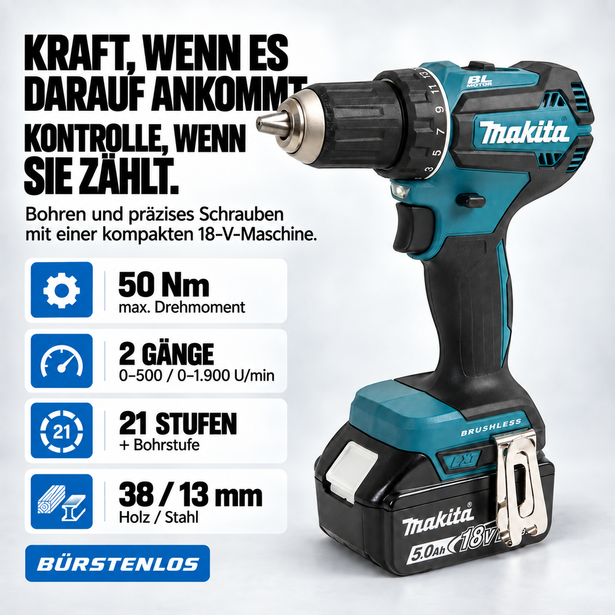 DLX2289TJ Kombipack 18 V, 2 × 5,0 Ah Li-Ion