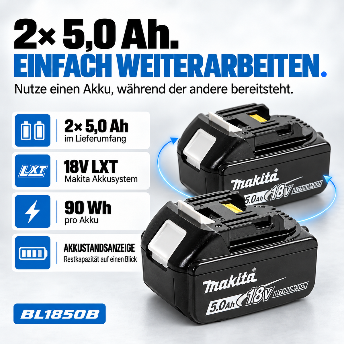 DLX2289TJ Kombipack 18 V, 2 × 5,0 Ah Li-Ion