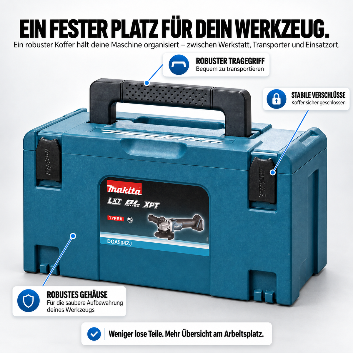 DGA504ZJ Akku-Winkelschleifer 18 V Li-Ion, 1 × 5,0 Ah Li-Ion