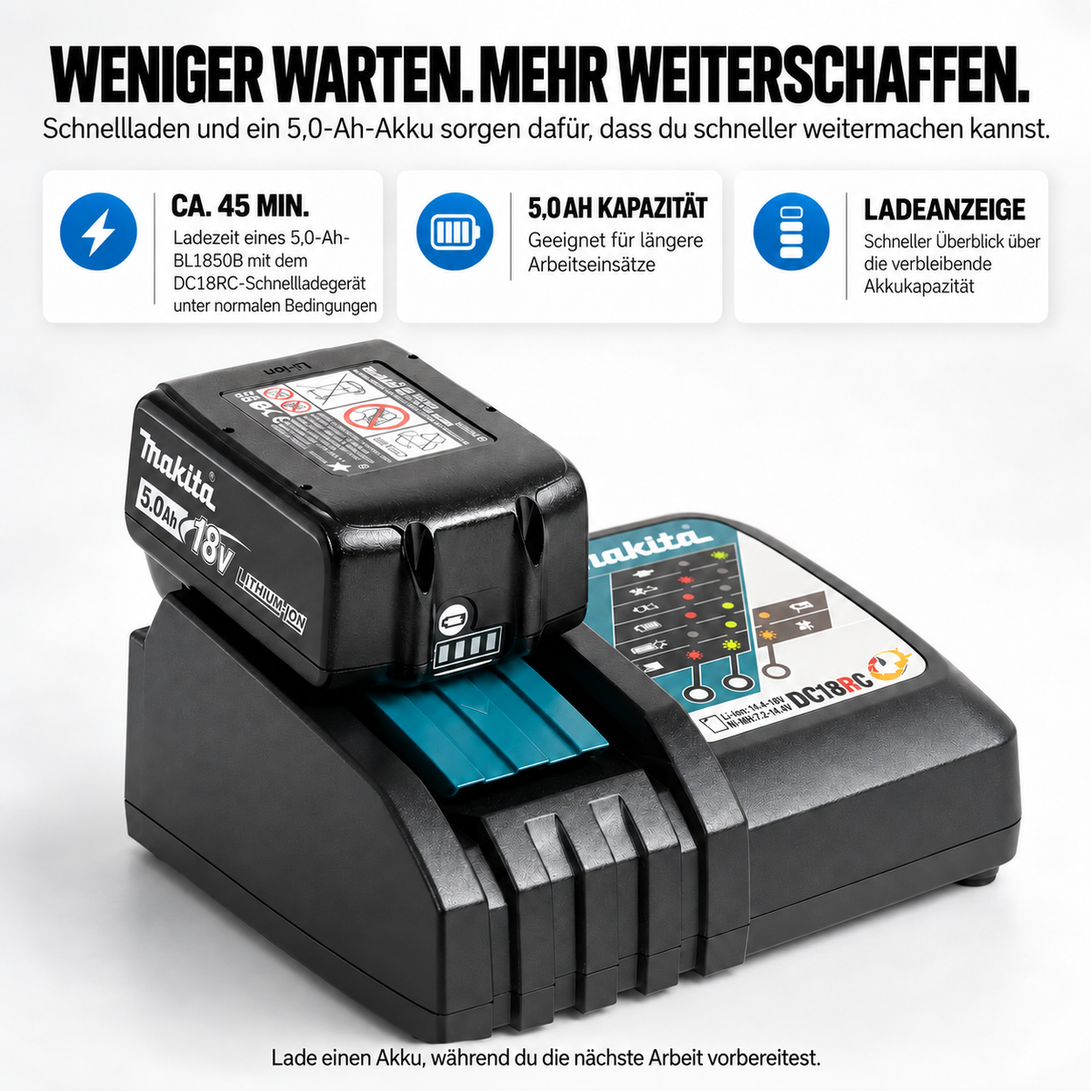 DGA504ZJ Akku-Winkelschleifer 18 V Li-Ion, 1 × 5,0 Ah Li-Ion