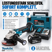 DGA504ZJ Akku-Winkelschleifer 18 V Li-Ion, 1 × 5,0 Ah Li-Ion