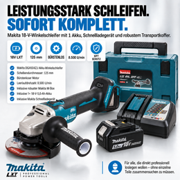 DGA504ZJ Akku-Winkelschleifer 18 V Li-Ion, 1 × 5,0 Ah Li-Ion